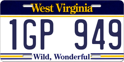 WV license plate 1GP949