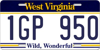 WV license plate 1GP950