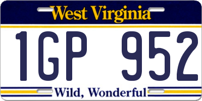 WV license plate 1GP952