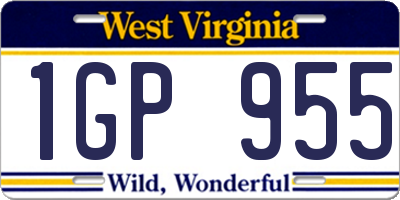 WV license plate 1GP955