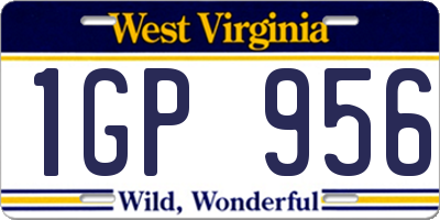 WV license plate 1GP956