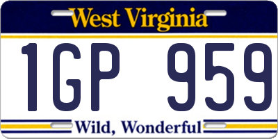WV license plate 1GP959