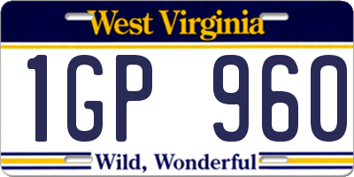 WV license plate 1GP960