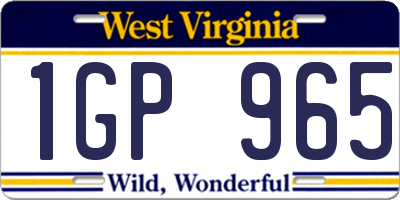 WV license plate 1GP965