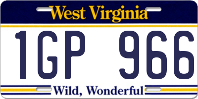 WV license plate 1GP966