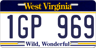 WV license plate 1GP969