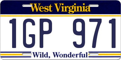 WV license plate 1GP971