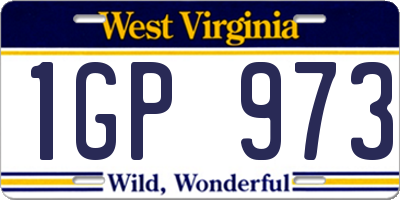 WV license plate 1GP973
