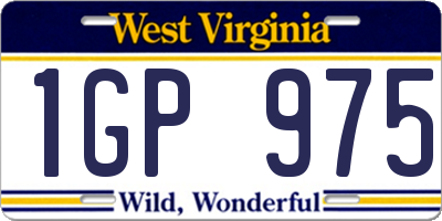 WV license plate 1GP975