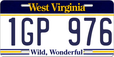 WV license plate 1GP976