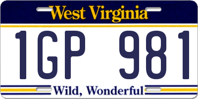 WV license plate 1GP981