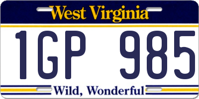 WV license plate 1GP985