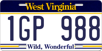 WV license plate 1GP988