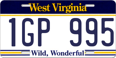 WV license plate 1GP995