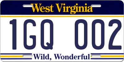 WV license plate 1GQ002