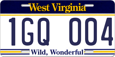 WV license plate 1GQ004