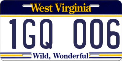 WV license plate 1GQ006