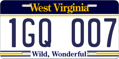 WV license plate 1GQ007