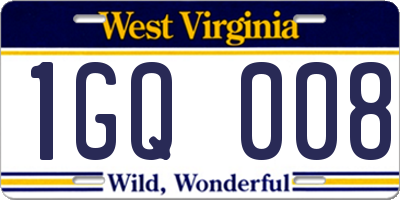 WV license plate 1GQ008