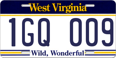 WV license plate 1GQ009