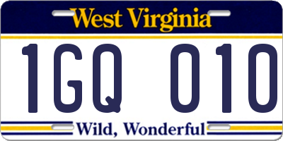 WV license plate 1GQ010