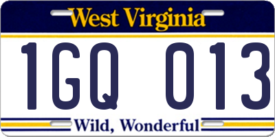 WV license plate 1GQ013