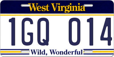 WV license plate 1GQ014