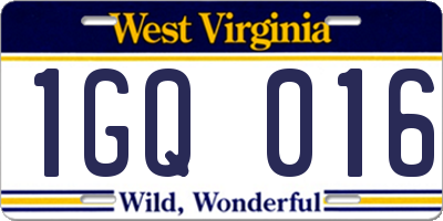 WV license plate 1GQ016