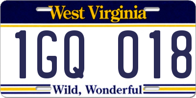 WV license plate 1GQ018