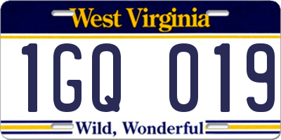 WV license plate 1GQ019
