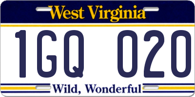 WV license plate 1GQ020