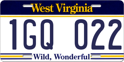 WV license plate 1GQ022