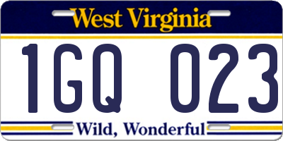 WV license plate 1GQ023