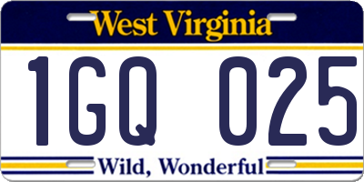 WV license plate 1GQ025