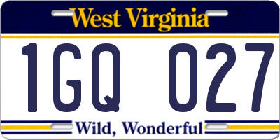 WV license plate 1GQ027