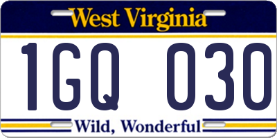 WV license plate 1GQ030