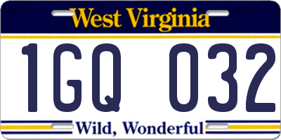 WV license plate 1GQ032