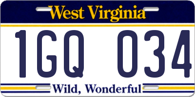 WV license plate 1GQ034