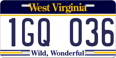 WV license plate 1GQ036