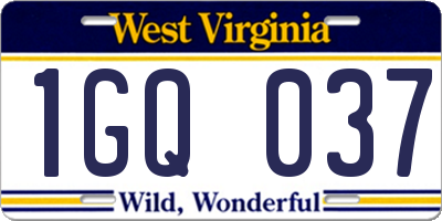 WV license plate 1GQ037