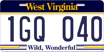 WV license plate 1GQ040