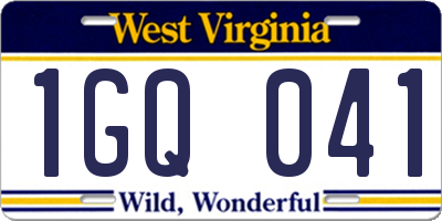 WV license plate 1GQ041