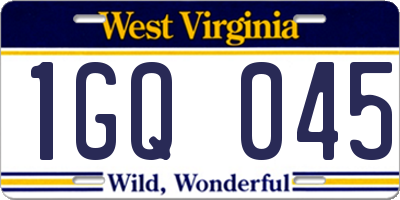 WV license plate 1GQ045