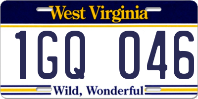 WV license plate 1GQ046