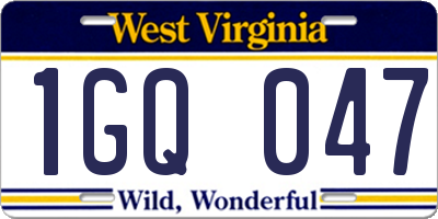 WV license plate 1GQ047