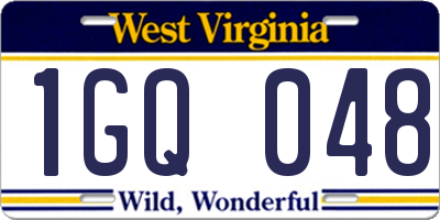 WV license plate 1GQ048