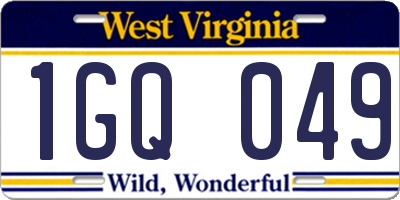 WV license plate 1GQ049