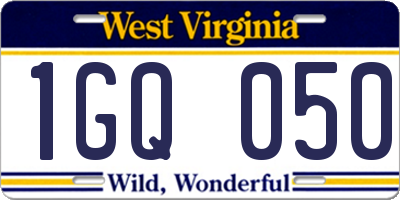 WV license plate 1GQ050