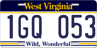 WV license plate 1GQ053