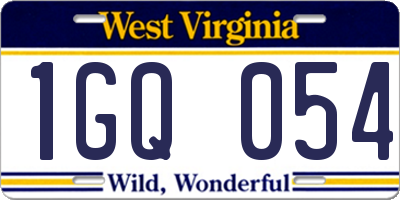 WV license plate 1GQ054